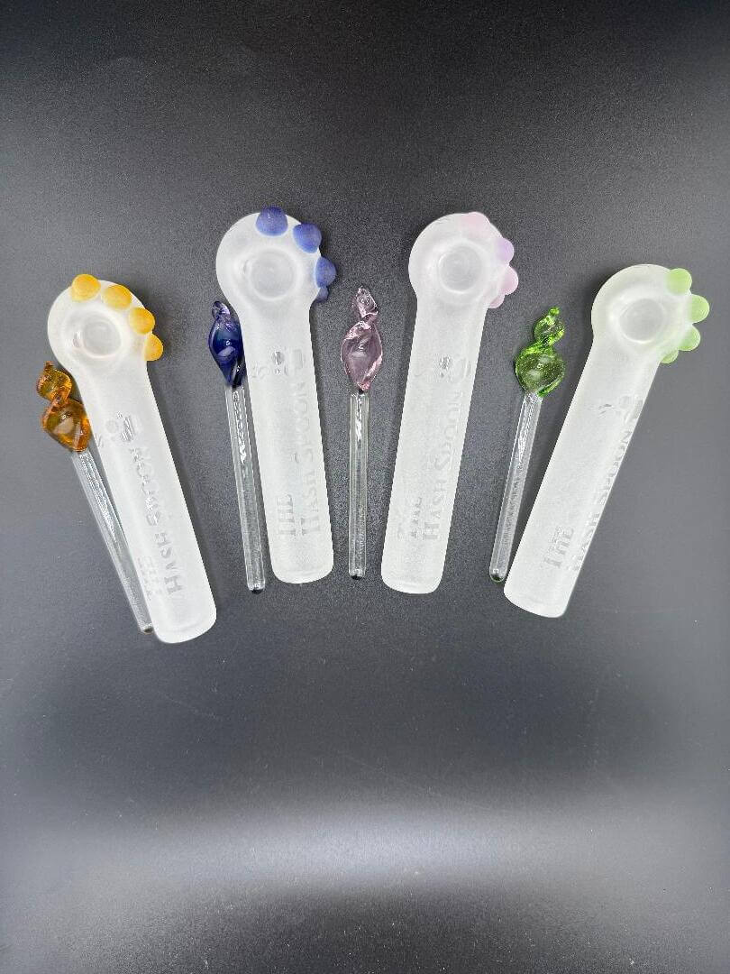 Artisan handcrafted glass wand pipes in various colors, designed for smoking accessories.