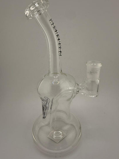 Highgrade Glass Banger Hanger 14mm 90° rig, handcrafted glass, optimized for smooth hits, showcasing heady glass art.