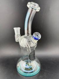 Highgrade Glass Banger Hanger w/ Reversal Bottom 14mm 90° shown from side, featuring unique design and color accents.