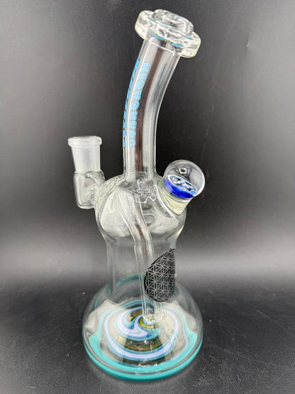Highgrade Glass Banger Hanger w/ Reversal Bottom 14mm 90° shown from side, featuring unique design and color accents.