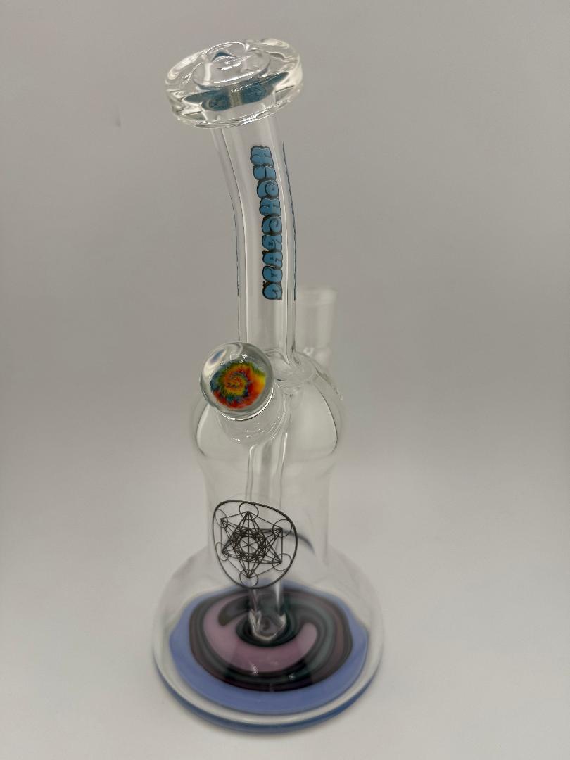 Highgrade glass banger hanger with reversal bottom, 14mm 90 degree, in multiple colors, handcrafted in Spokane, WA.