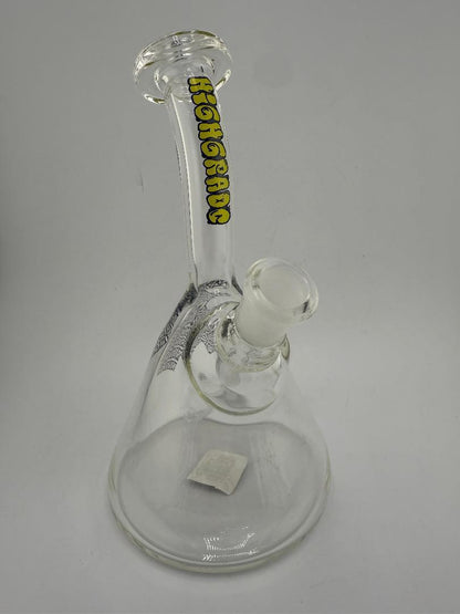 Highgrade Glass Beaker Rig 14mm 90°, clear borosilicate glass, designed for superior filtration and smooth hits.