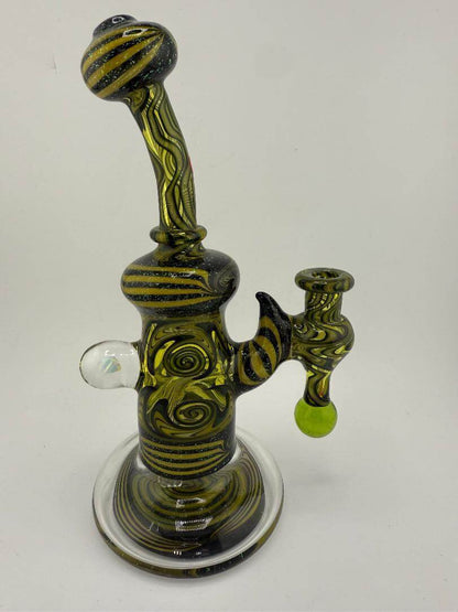 HighGrade Glass Black & Yellow Wig Wag Set 10mm 90° for dabbing, handcrafted in Spokane, WA.