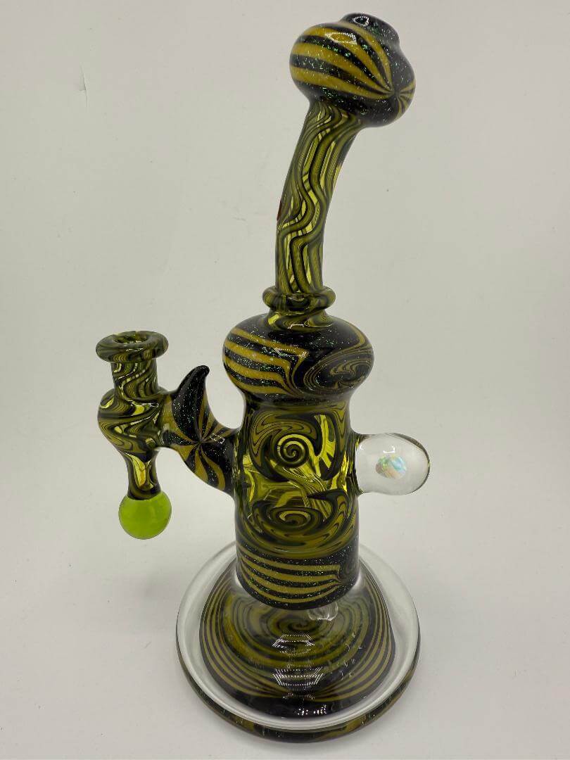 HighGrade Glass Black & Yellow Wig Wag Set 10mm 90° for dabbing, handcrafted in Spokane, WA.
