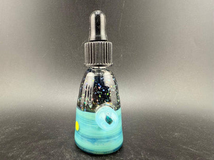 Highgrade Glass Dropper Bottle / Vial - Crushed Opal shimmering in blue with iridescent beauty and crafted from borosilicate glass.
