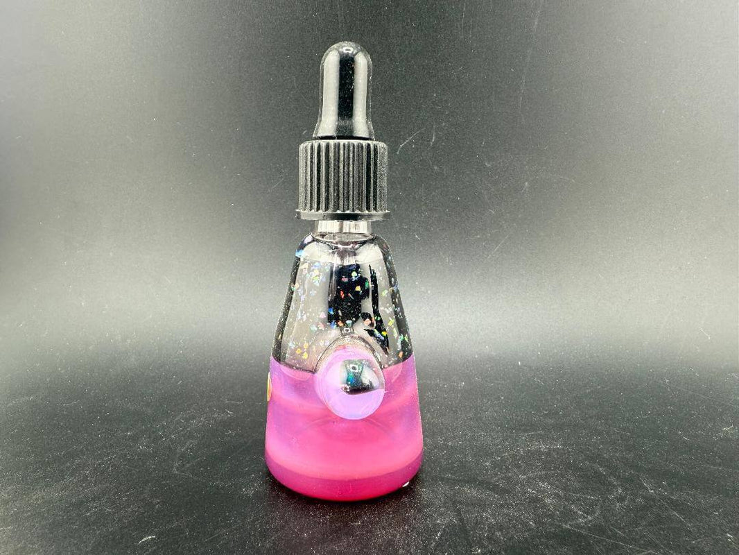 Highgrade Glass Dropper Bottle /  Vial - Crushed Opal showcasing a shimmering pink design with iridescent beauty.