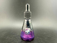 Highgrade Glass Dropper Bottle / Vial - Crushed Opal with iridescent purple finish and black dropper.