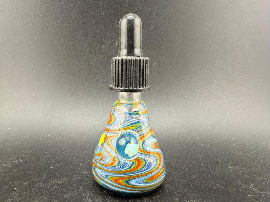 Highgrade Glass Dropper Bottle / Vial - Worked with colorful swirl design and dropper top.