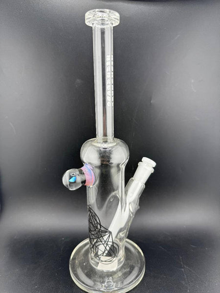Highgrade Glass Flower Straight Tube - 10" Mini Opal Marble & Bake On Sacred Geometry 10mm 45°