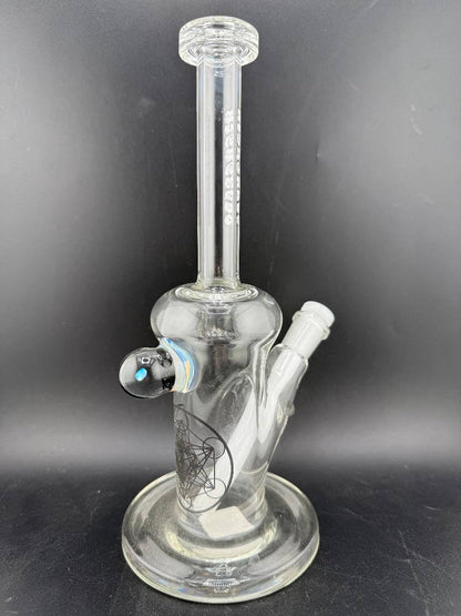 Highgrade Glass Flower Straight Tube - 10" Mini Opal Marble & Bake On Sacred Geometry 10mm 45°