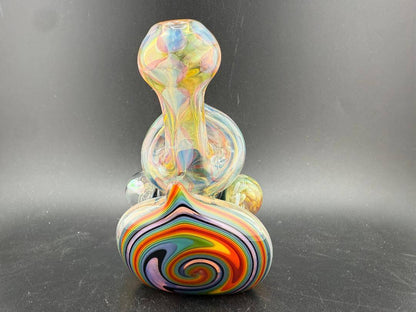 Highgrade Grade Glass X Mop Head Glass Hammer Pipe - Fumed Checkered w/ Rainbow Wig Wag Sections & Marble Attachments.