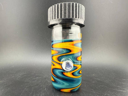 Highgrade Glass Glass Jar Medium - Fire & Ice Wig Wag Flame Boy & Wet Willy Millies showcasing vibrant swirl patterns.