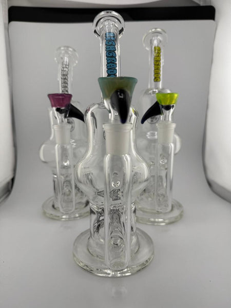 Highgrade Glass Larger Blooper 14mm 90° with color accent bowls showcasing heady American glass craftsmanship.