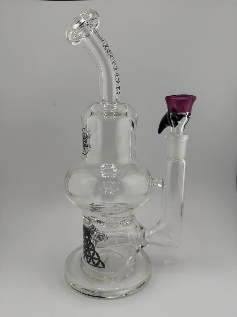 Highgrade Glass Larger Blooper 14mm 90° rig with color accent bowl, handcrafted American glass from Spokane, WA.