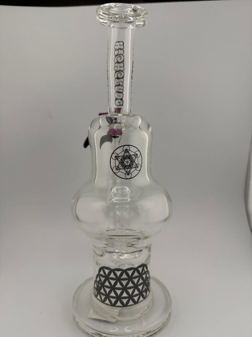 Highgrade Glass Larger Blooper 14mm 90° rig with color accent, showcasing bold design and superb craftsmanship.