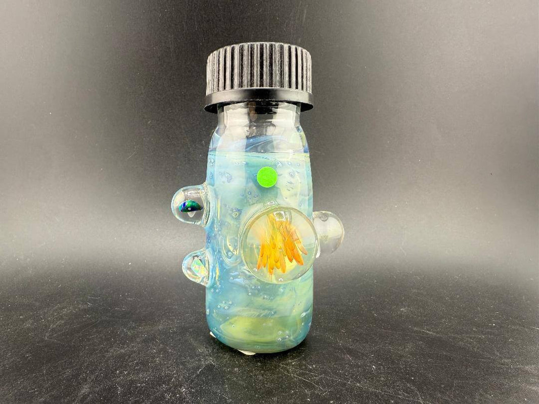 Highgrade Glass Medium Nug Jar - Fumed w/ Marble Attachments featuring unique handblown design and colorful accents.