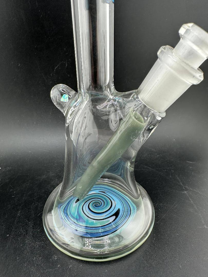 Highgrade Glass Mini Beaker - Color Accented Lip Wrap & Downstem w/ Wig Wag Reversal Bottom 10mm 45°
