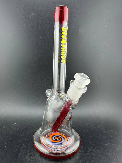 Highgrade Glass Mini Beaker - Color Accented Lip Wrap & Downstem w/ Wig Wag Reversal Bottom 10mm 45°