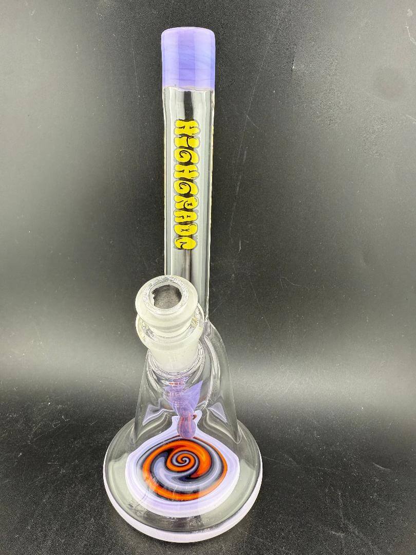 Highgrade Glass Mini Beaker - Color Accented Lip Wrap & Downstem w/ Wig Wag Reversal Bottom 10mm 45°