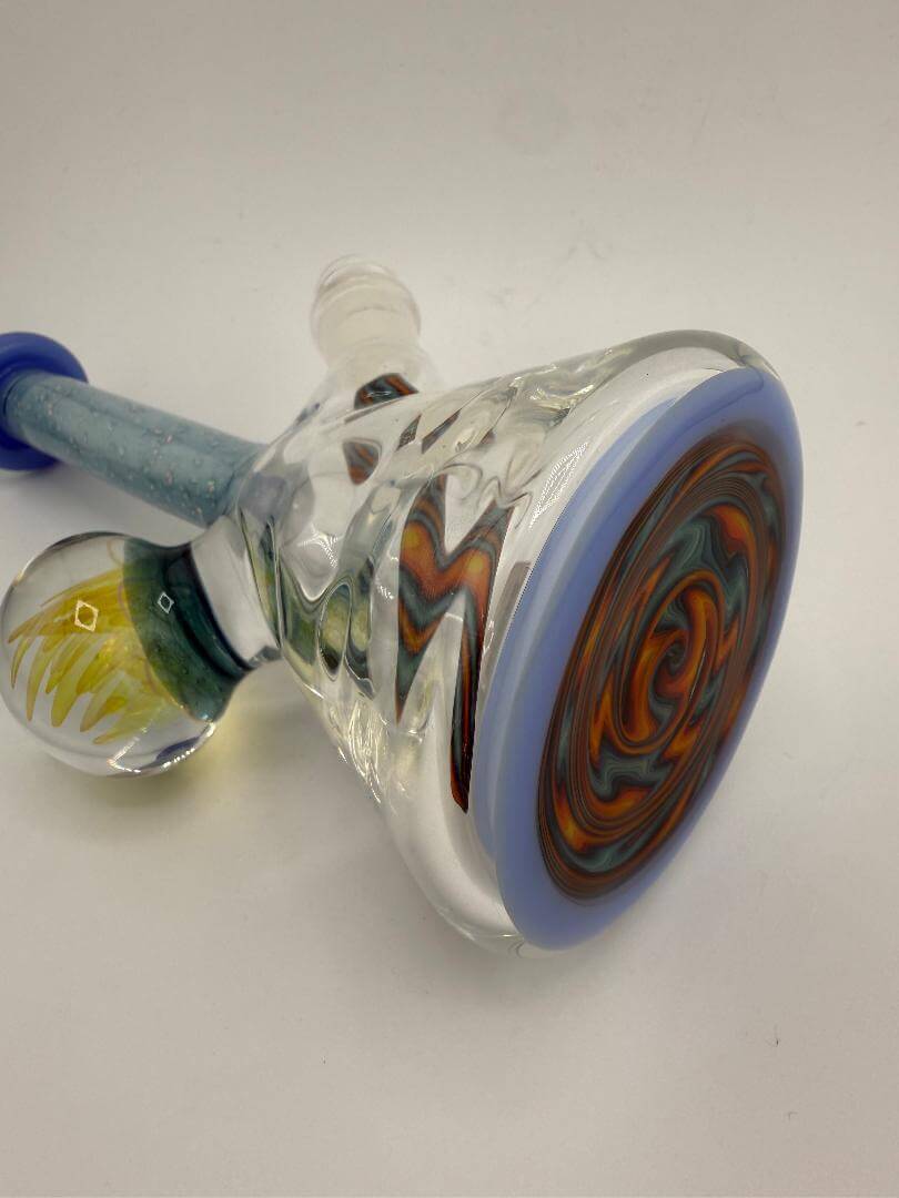 Handmade Highgrade Glass Mini Beaker with colorful swirl design, showcasing heady American glass craftsmanship.