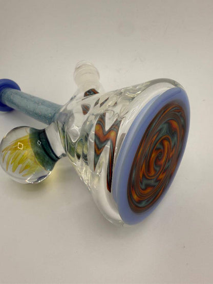 Handmade Highgrade Glass Mini Beaker with colorful swirl design, showcasing heady American glass craftsmanship.