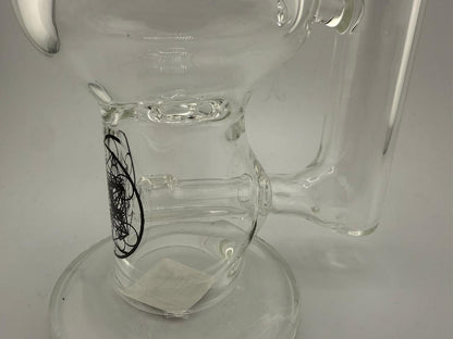 Highgrade Glass Mini Blooper Rig 14mm 90° in clear glass with decorative design, handmade in Spokane, WA.