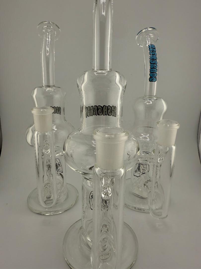 Collection of Highgrade Glass Mini Blooper Rigs in various styles, showcasing heady glass craftsmanship.