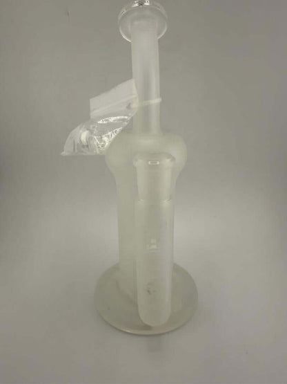 Highgrade glass sandblasted inline rig 14mm 90° with premium finish for smooth hits, handcrafted in Spokane, WA.