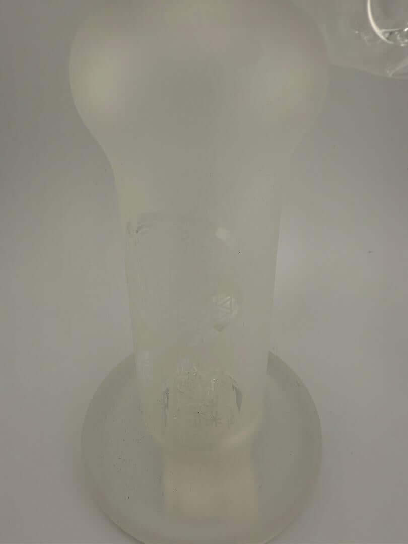 Highgrade Glass Sandblasted Inline Rig 14mm 90° showcasing a unique sandblasted finish, made in Spokane, WA.