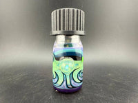 Highgrade Glass Small Nug Jar - Green Purple & Blue Wig Wag w/ Opal showcasing vibrant colors and unique design.