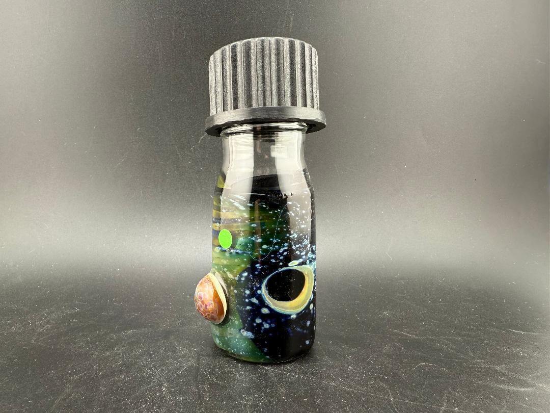 Highgrade Glass Small Nug Jar - Space Themed w/ Marble Planet Attachments featuring a unique cosmic design.
