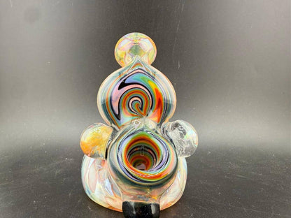 Highgrade Grade Glass X Mop Head Glass Hammer Pipe - Fumed Checkered w/ Rainbow Wig Wag Sections & Marble Attachments
