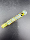 Home Blown Glass Chillum Pipe – Fumed & Twisted w/ Millie Accent with vibrant colors and twisted design
