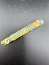 Home Blown Glass Chillum Pipe - Fumed & Twisted w/ Millie Accent on a dark surface