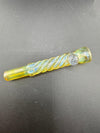 Home Blown Glass Chillum Pipe - Fumed & Twisted w/ Millie Accent on black background