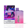 Hotbox 7500 Disposable vape with Gummy flavor, 5% nicotine, 7500 puffs, and vibrant packaging background.