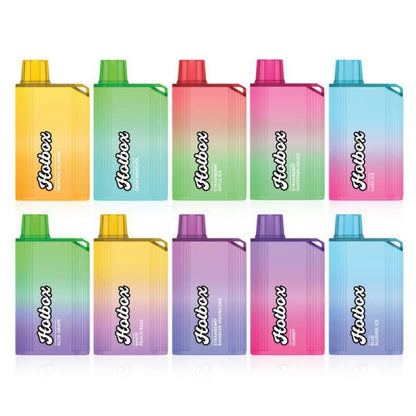 Hotbox 7500 Disposable vape pods in vibrant colors, showcasing premium flavors and convenient design for a smooth vaping experience.