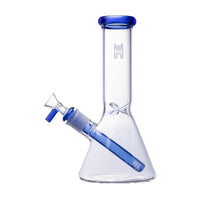Human Grade 9" Beaker with blue accents and a clear borosilicate design, perfect for reliable performance.