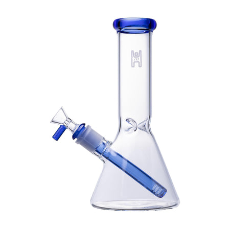 Human Grade 9" Beaker with blue accents and a clear borosilicate design, perfect for reliable performance.