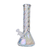 Human Grade Twisted Iridescent Beaker  9" and 12" made of durable borosilicate glass with a twisted design.