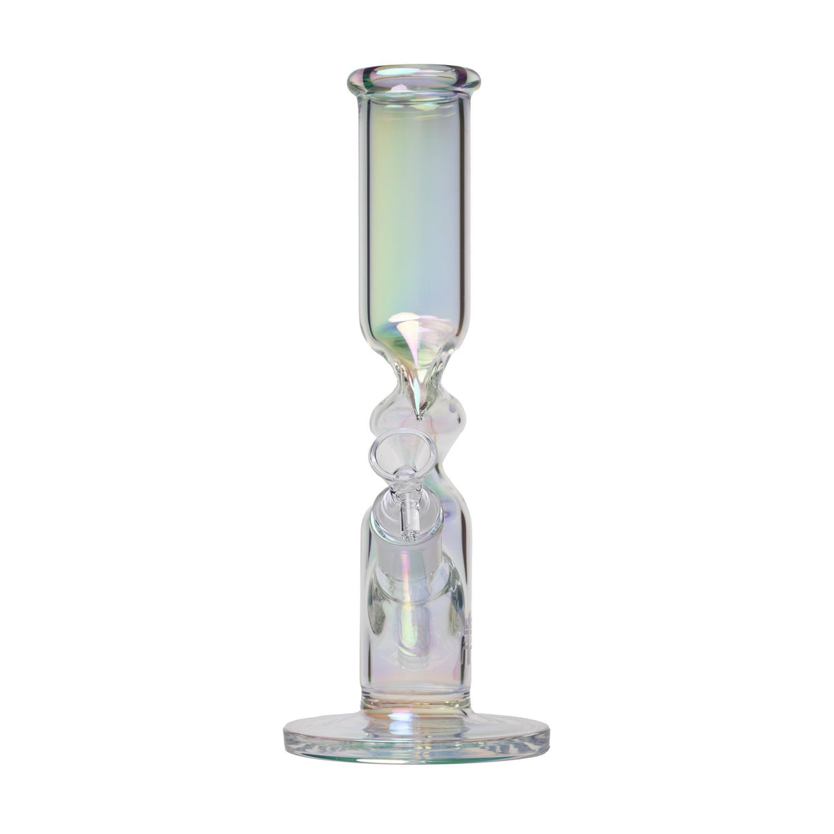Human Grade Iridescent Zing water pipe with distinctive Z-shaped body and iridescent finish, 10.5 or 14 inches high.