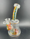 Import 7" Wig Wag Neck Banger Rig 14mm 90° with colorful wig wag neck design and compact functionality.