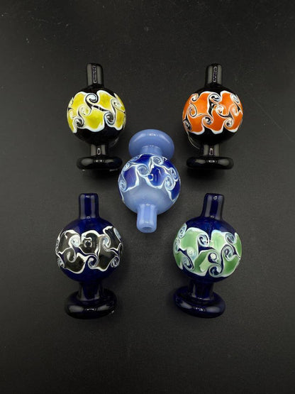 Import Bubble Cap 25mm - Dot Stack, vibrant designs in multiple colors, ideal for enhancing vapor production.