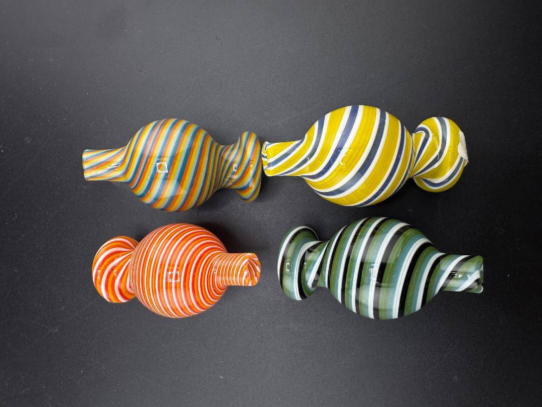 Import Bubble Cap 25mm - Line Worked in vibrant colors including green, orange, red, and yellow.