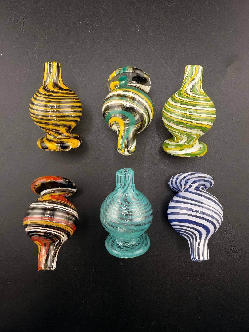 Import Bubble Cap 25mm - Line Worked in vibrant colors including teal, green, blue, and yellow.