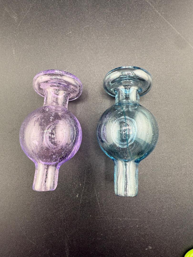 Import Bubble Cap - Translucent w/ Maria Handle in blue and purple showcasing smooth airflow and a comfortable grip.