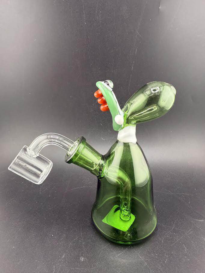 Import Glass 5" Yoshi Rig 14mm 45° showcasing its compact design and functional borosilicate glass construction.