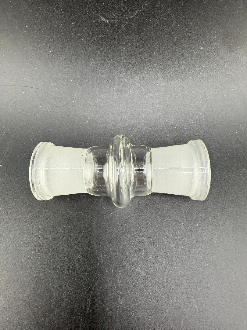 Import Glass Adapter - 18mm Female To 18mm Female connecting two pieces made from durable borosilicate glass.