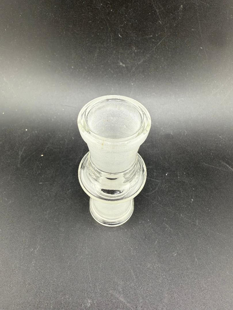 Import Glass Adapter - 18mm Female To 18mm Female shown from above on a black background.
