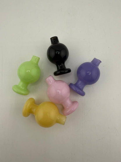 Import Glass Single Color Bubble Cap in Amber, Pink, Green, Purple & Black for smooth airflow.